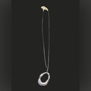 Sterling Silver Organic Molten Open Circle Pendant Necklace